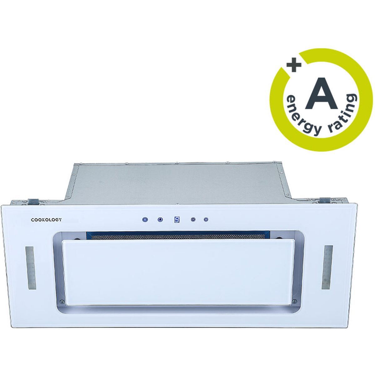 75cm White Glass Built-In Canopy Cooker Hood