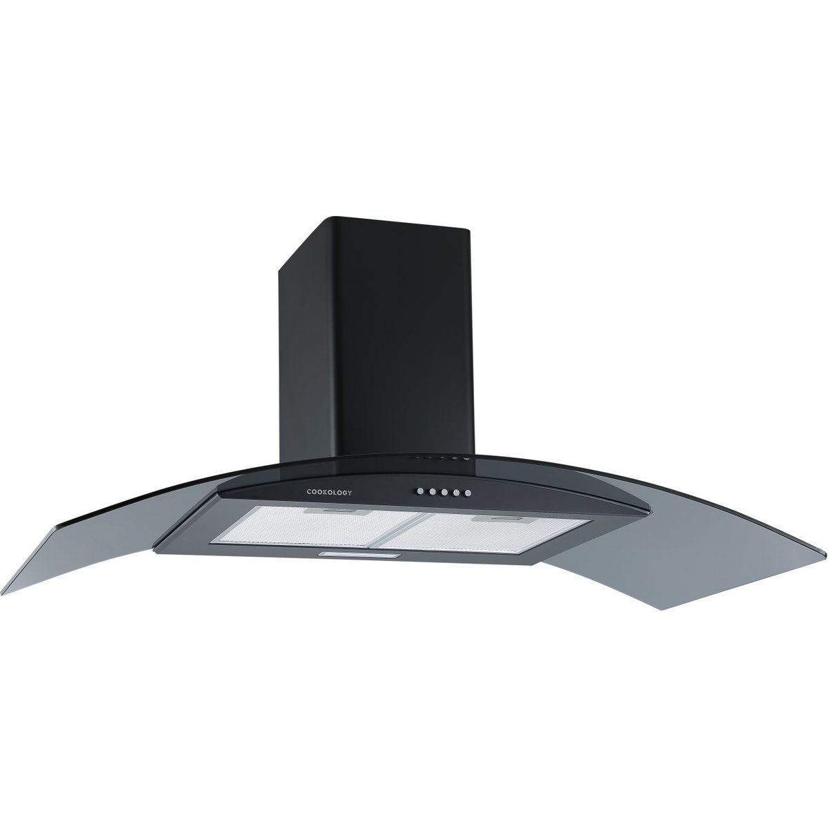 A Energy Rated 100cm Black Curved Glass Chimney Cooker Hood