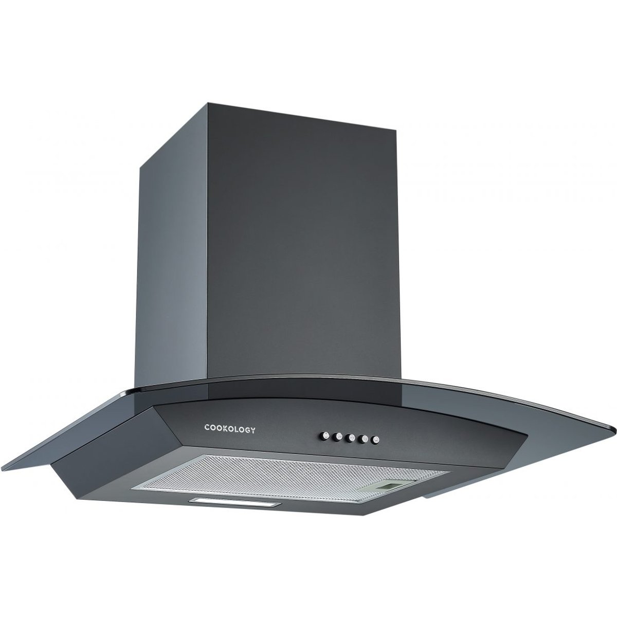 60cm Black Curved Glass Cooker Hood