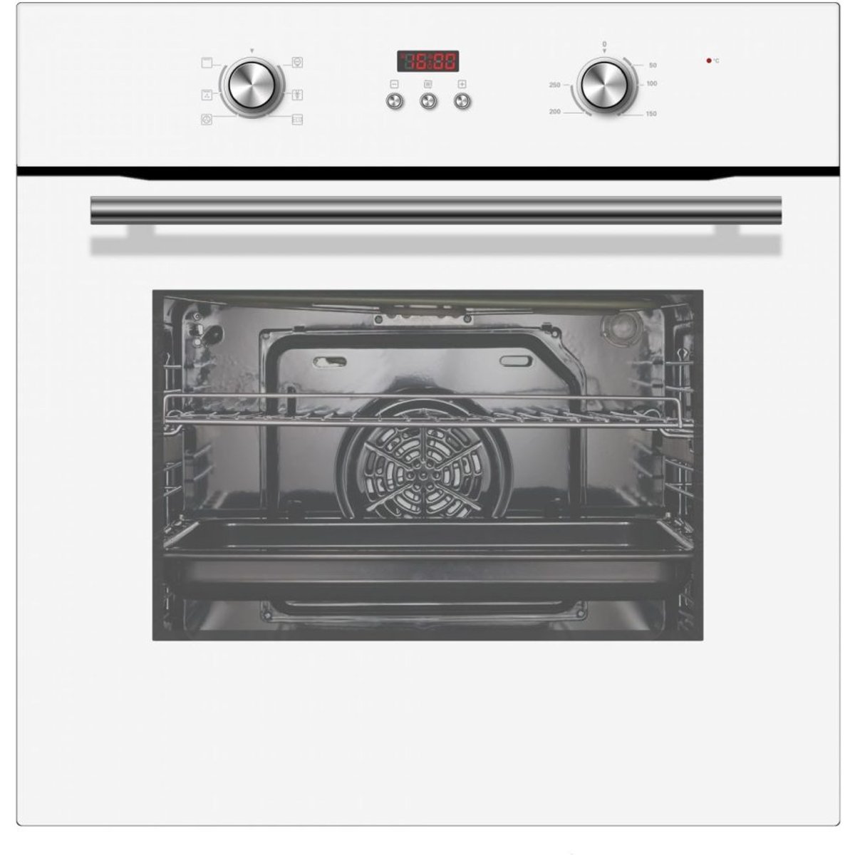 A Energy Rated 65L Built In Single Oven - Fan with Digital Time - White
