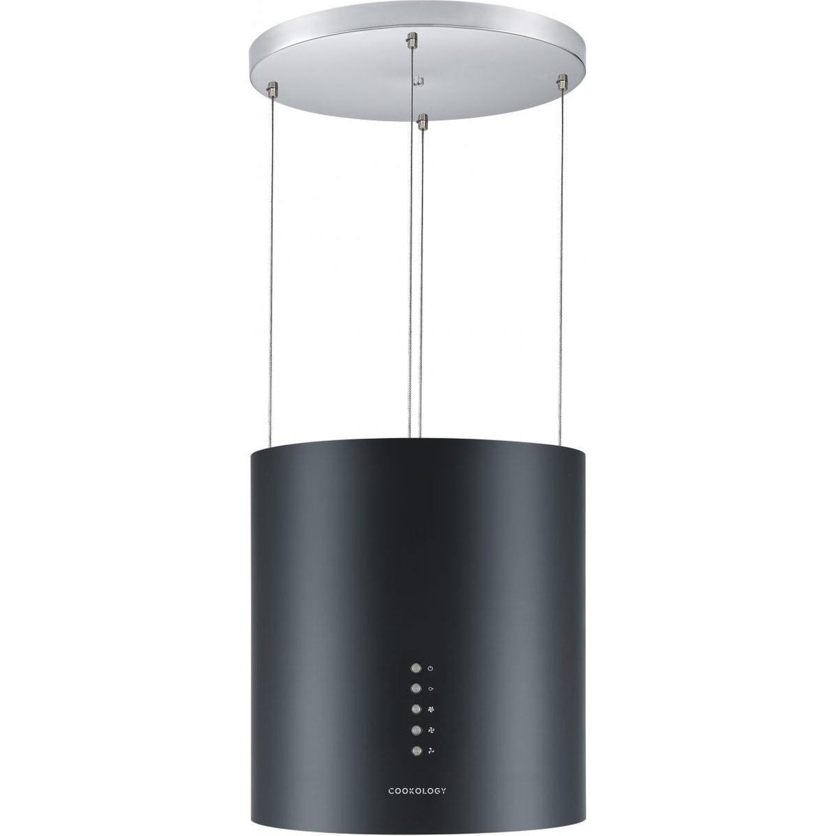 35cm Black Hanging Cylinder Island Cooker Hood - Energy Rating A++