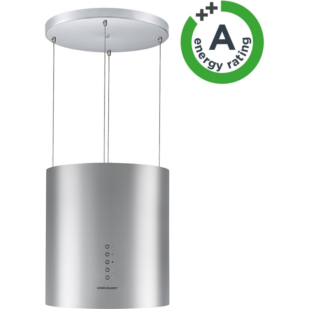35cm Stainless Steel Hanging Cylinder Island Cooker Hood - Energy Rating A++