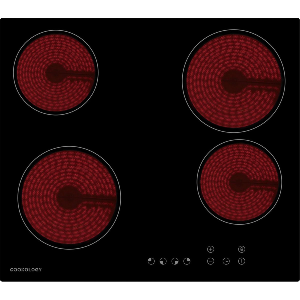 60cm Black 4 Zone Ceramic Hob with Touch Controls