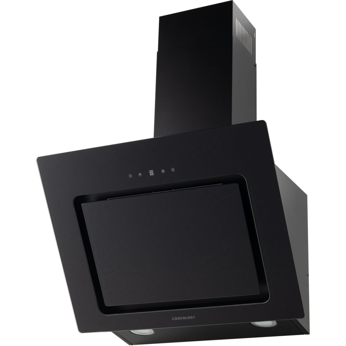 A++ Energy Rated 60cm Black Angled Cooker Hood with Touch Controls