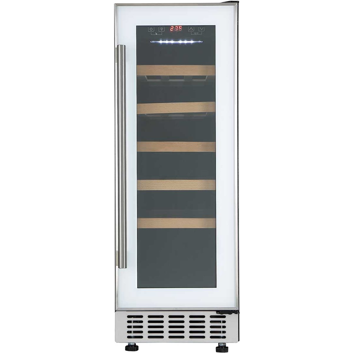 20 Bottle Capacity White Wine Cooler with Wood Shelves