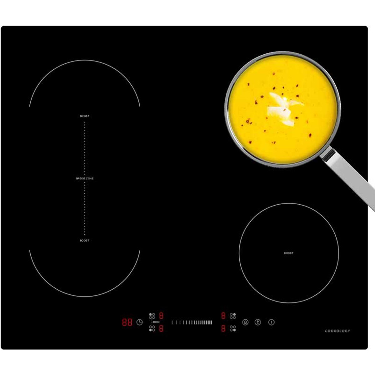 60cm Black Induction Hob with Bridging Zone