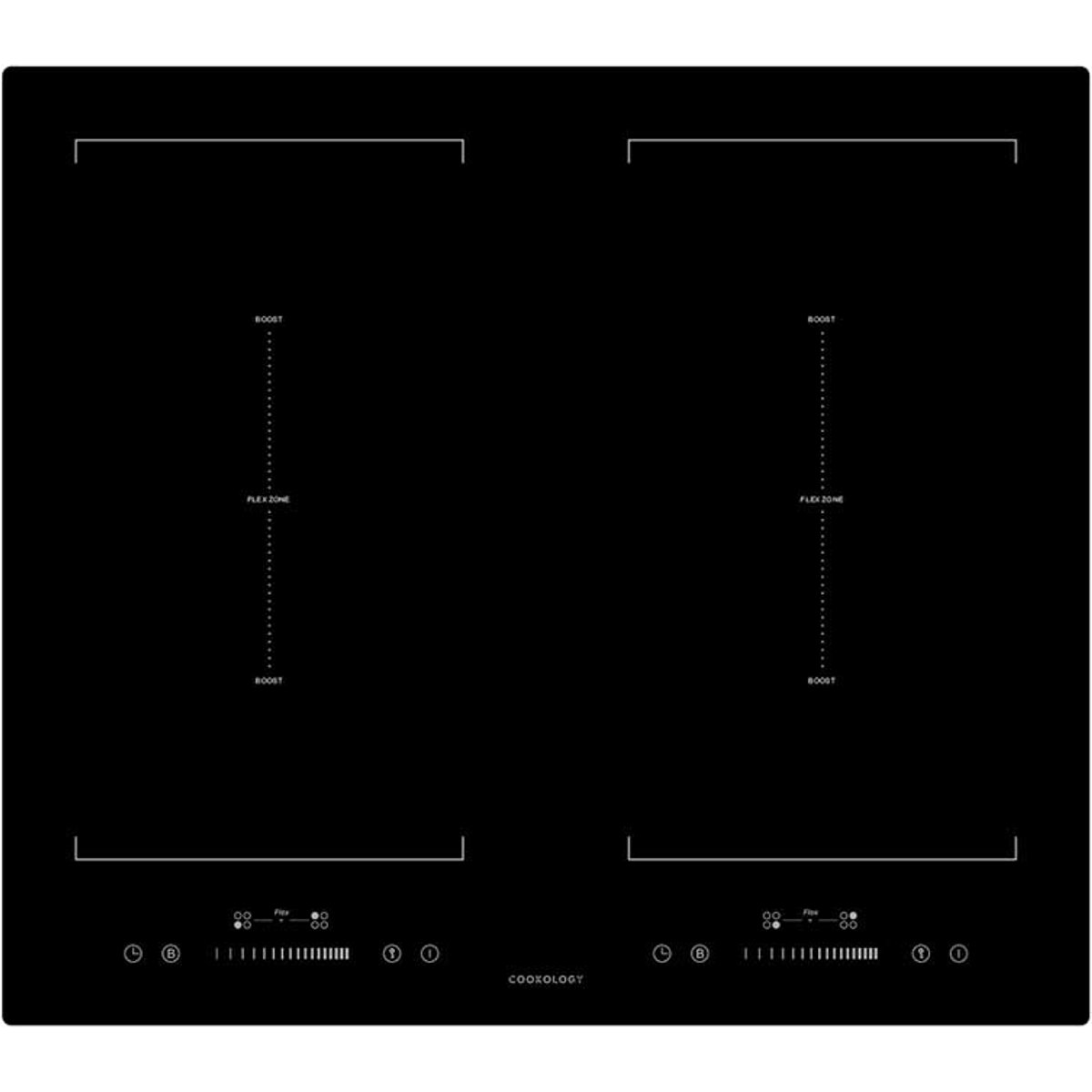 60cm Black Induction Hob with Flexi Zone