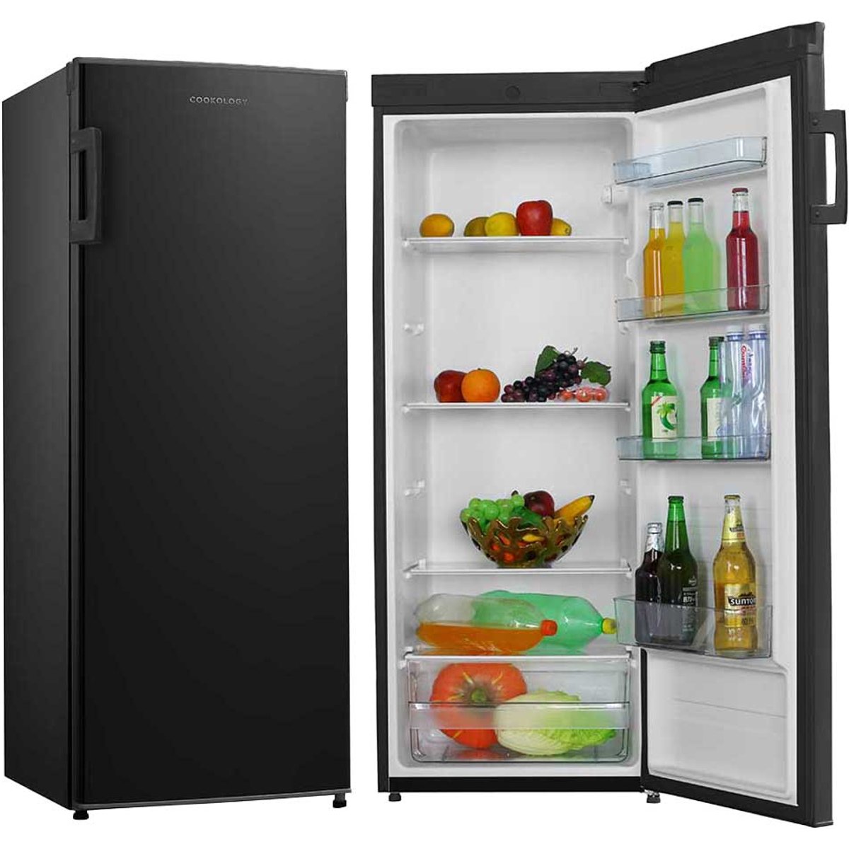 Upright Tall Freestanding Fridge & Freezer Pack - Side-by-Side - Black