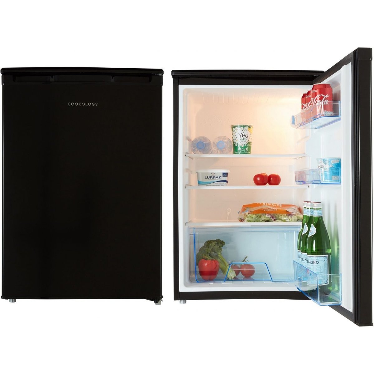 55cm Freestanding Side-by-Side Undercounter Fridge Freezer Pack - Black