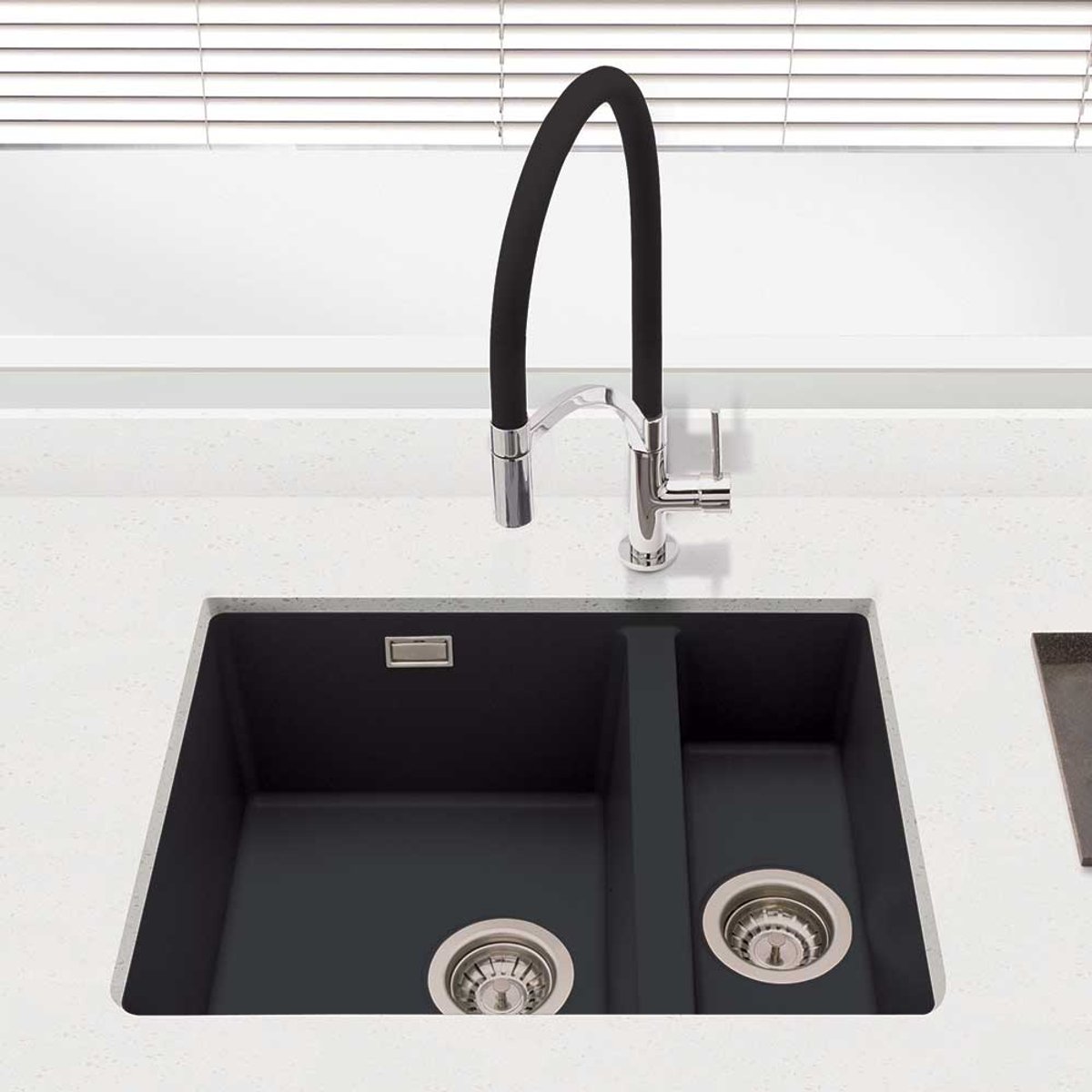 Lucca Black Granite Composite 1.5 Bowl Kitchen Sink