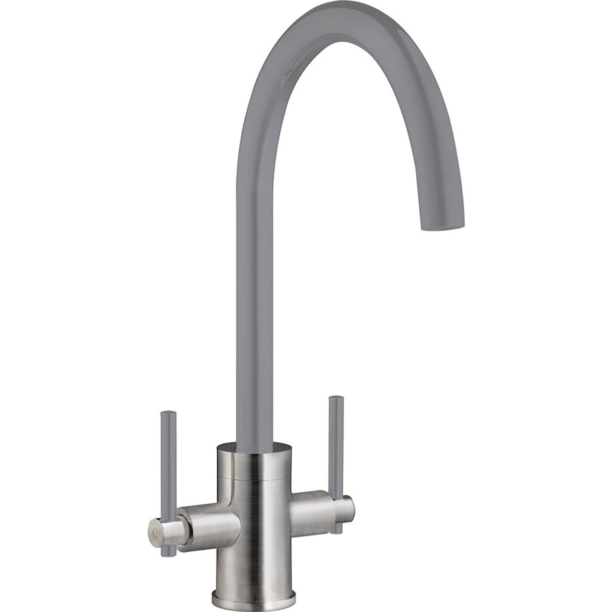 Livorno Brushed Graphite Twin Lever Kitchen Tap
