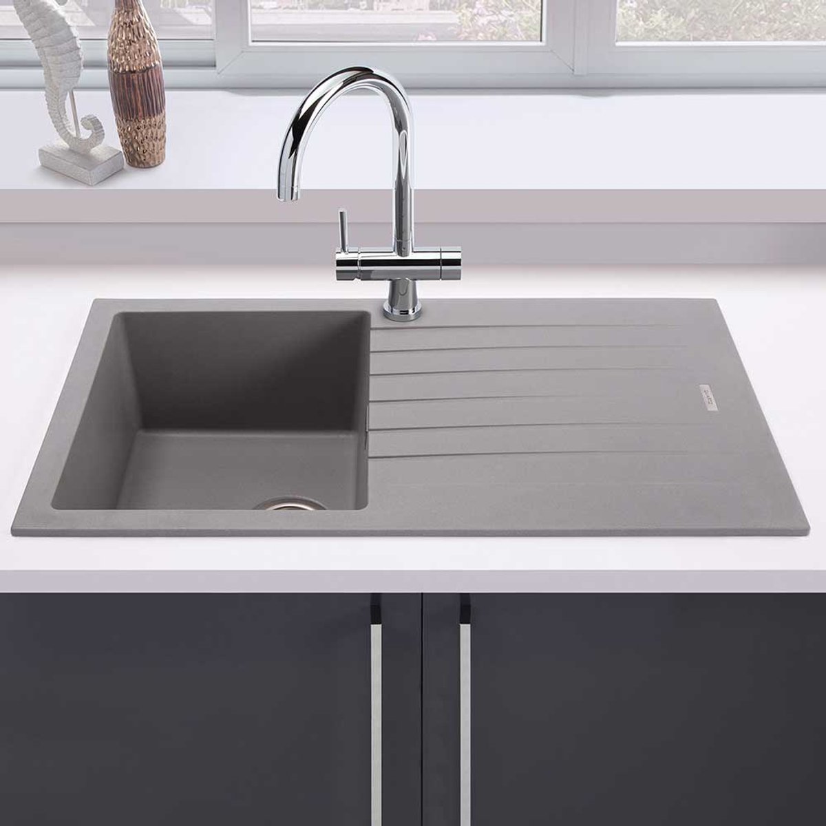 Pisa Grey Granite Composite Kitchen Sink & Drainer
