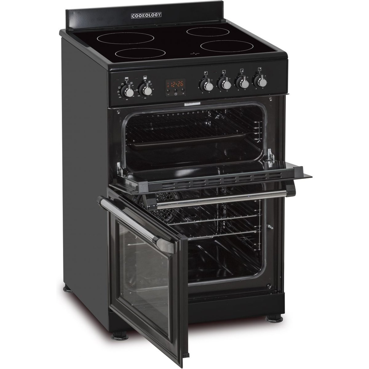 Black Retro Freestanding Double Oven