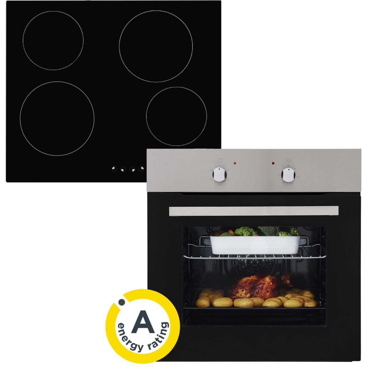 60cm Touch Control Ceramic Hob & Electric Fan Oven Pack