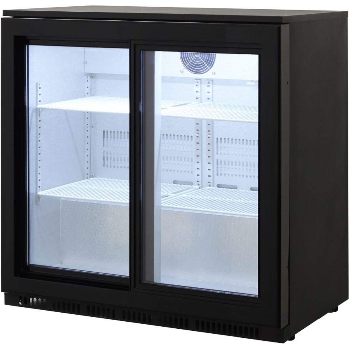 210 Litre Commercial Back Bar Chiller Drinks Fridge - in Black