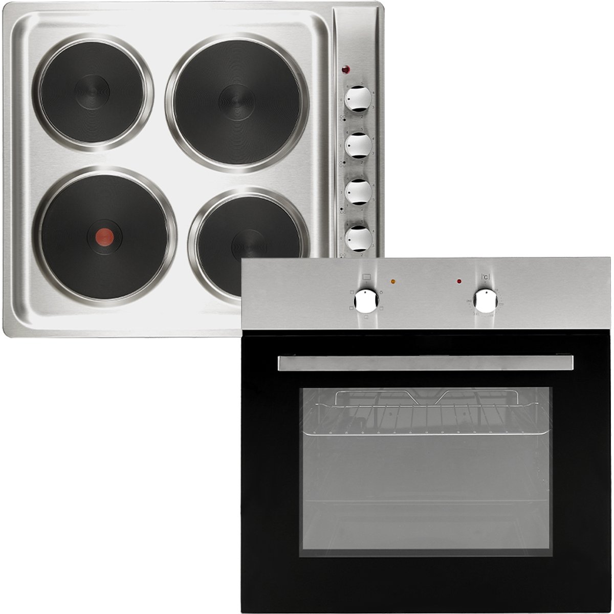60cm Solid Plate Hob & 60cm Built In Electric Oven Pack