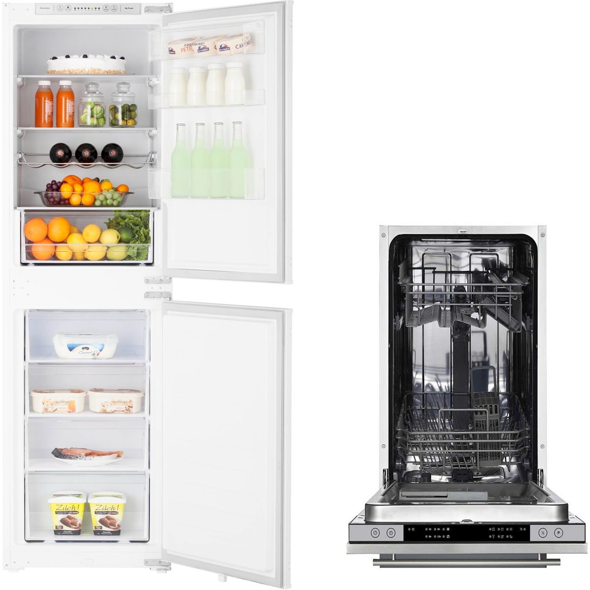 233L White Integrated 50/50 Fridge Freezer & 10 Place Dishwasher Pack