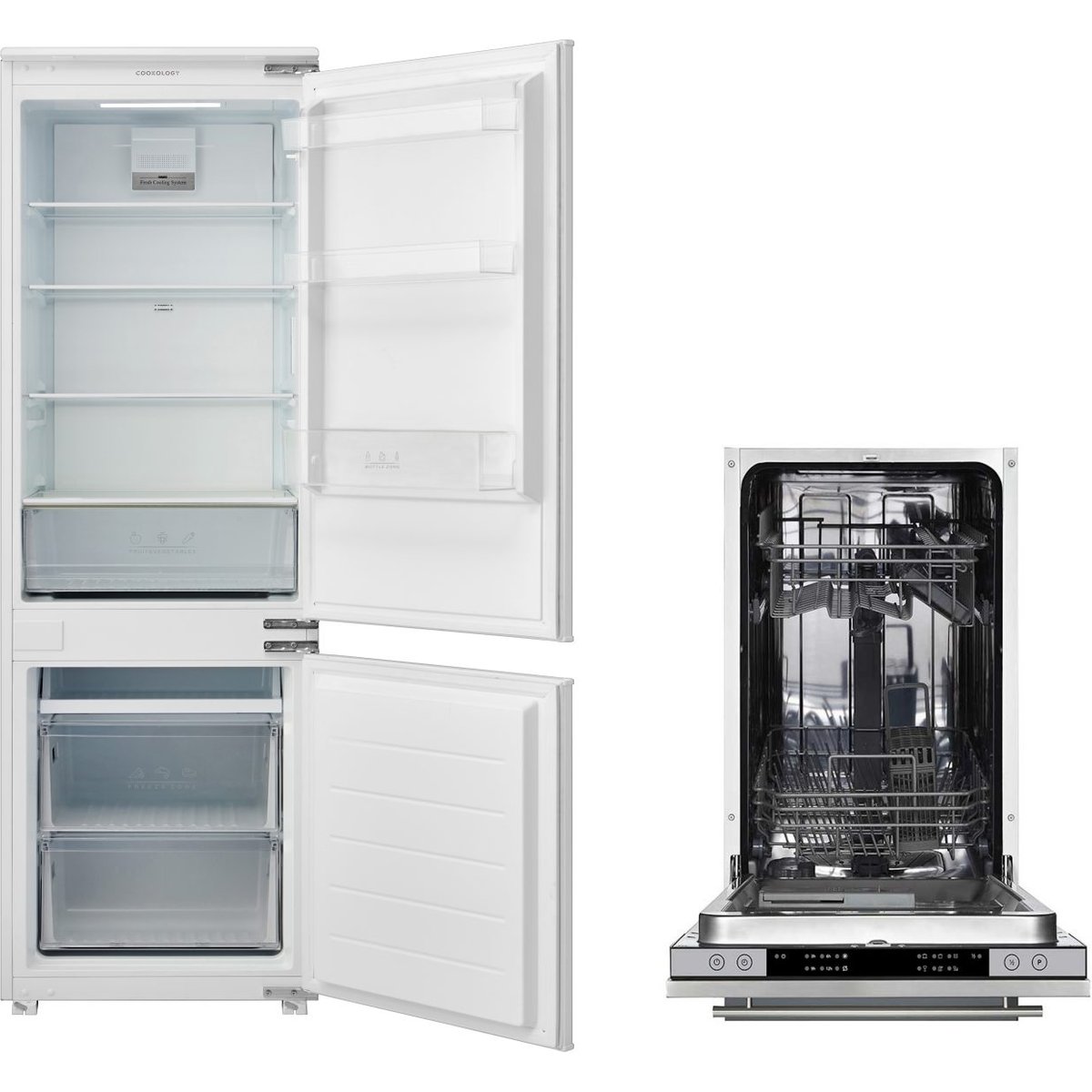 248L White Integrated 70/30 Fridge Freezer & 10 Place Dishwasher Pack