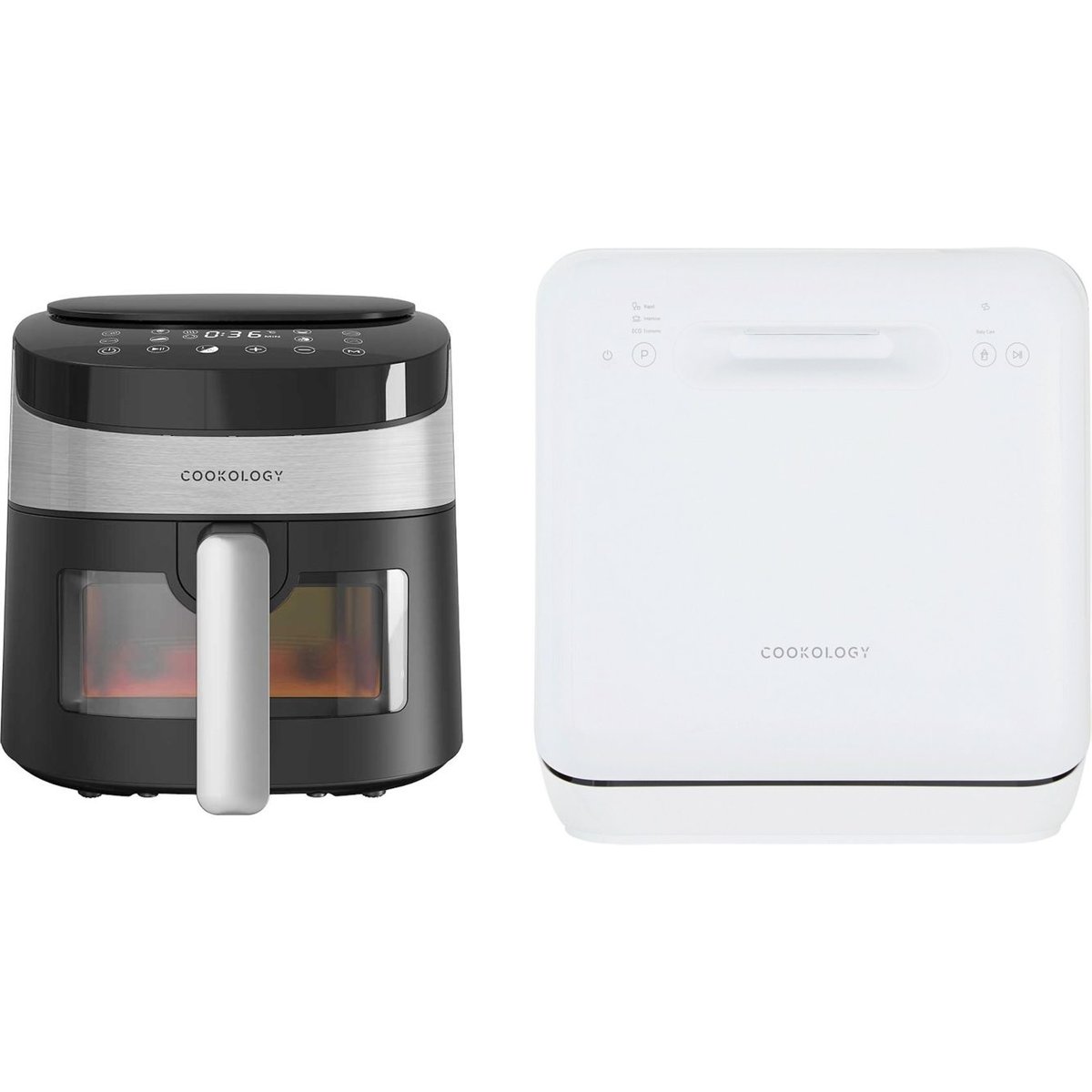 4.2L Black Digital Air Fryer & Compact 2-Place White Tabletop Dishwasher