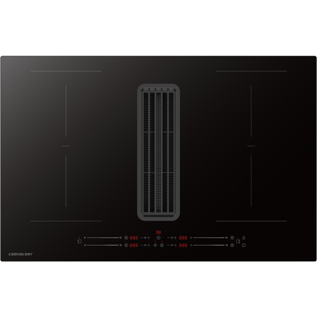 80cm 4-Zone Induction Hob with Built-In Ventilation - 7400W