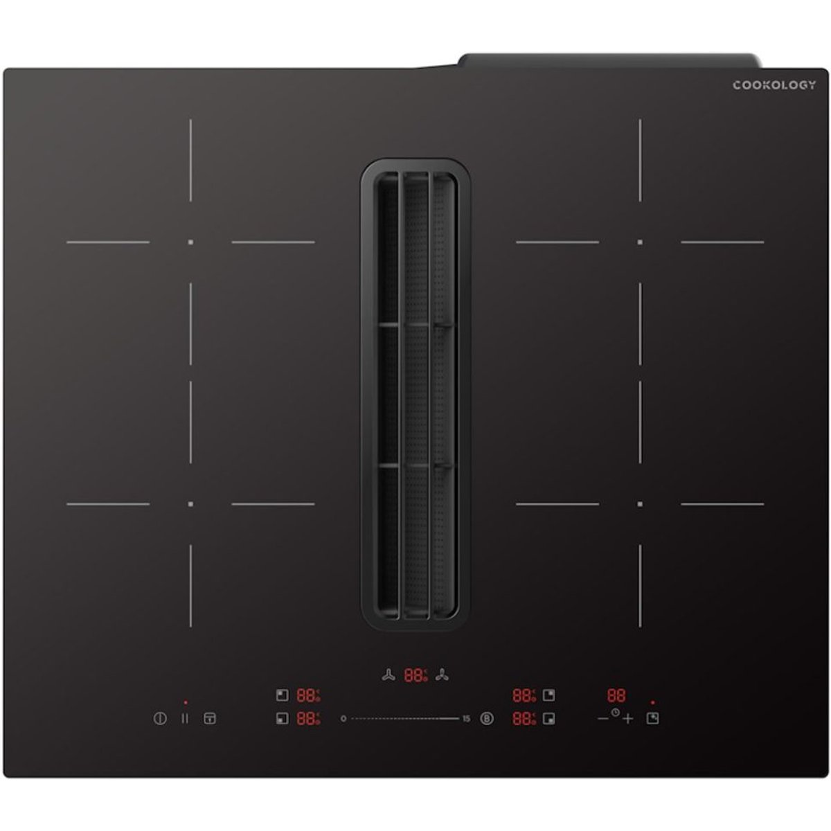 60cm 4-Zone Induction Hob with Built-In Ventilation - 7400W