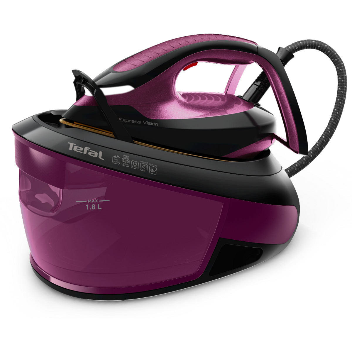 Tefal Express Vision SV8154G0 Steam Generator Iron - Black & Purple