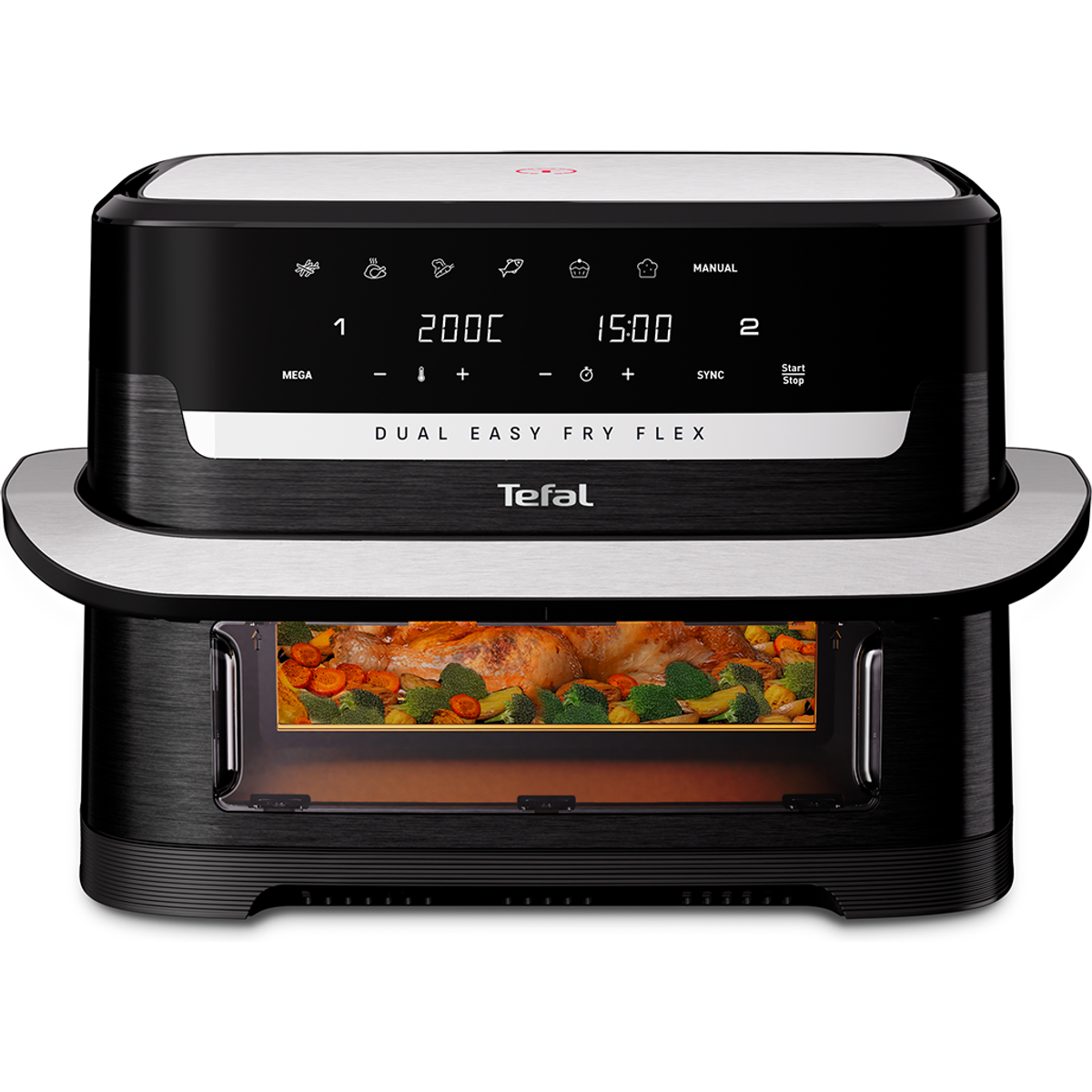Tefal Easy Fry Flex EY9228G1 Dual Air Fryer - Black, 9L