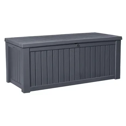 Keter Kussenbox Rockwood - Houtlook - Grijs - 570l - 155x72,4x64,4cm