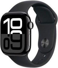 Imagem principal Apple Watch Series 10 GPS + Cellular, Caixa Preta Brilhante de Alumínio de 42 mm, Pulseira Esportiva Preta, Tamanho P/M - MWX63AM/A Apple