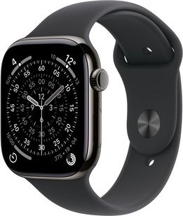 Imagem principal Apple Watch Series 11 GPS + Cellular, Caixa Ardósia de Titânio de 46 mm, Pulseira Esportiva Preta, Tamanho M/G - MFD24AM/A Apple