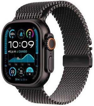 Imagem principal Apple Watch Ultra 2 GPS + Cellular, Case Preta de Titânio de 49 mm, Pulseira Preta Estilo Milanês de Titânio M - MX5U3BE/A Apple