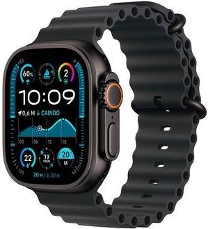 Imagem principal Apple Watch Ultra 2 GPS + Cellular, Caixa Preta de Titânio de 49 mm, Pulseira Oceano Preta - MX4P3BE/A Apple