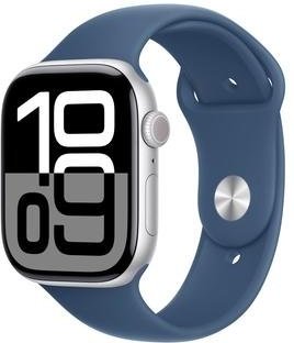 Imagem principal Apple Watch Series 10 GPS + Cellular, Caixa Prateada de Alumínio de 46 mm, Pulseira Esportiva Denim, Tamanho M/G - MWY13AM/A Apple
