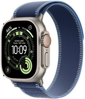 Imagem principal Apple Watch Ultra 3 GPS + Cellular, Caixa Natural de Titânio de 49 mm, Pulseira loop Trail Azul/Azul-Brilhante, M/G - MEWU4BE/A Apple