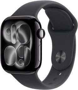 Imagem principal Apple Watch Series 11 GPS, Caixa Preto Brilhante de Alumínio de 42 mm, Pulseira Esportiva Preta, Tamanho M/G - MEQU4AM/A Apple