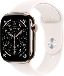 Imagem principal Apple Watch Series 11 GPS + Cellular, Caixa Dourada de Titânio de 46 mm, Pulseira Esportiva Blush-clara, Tamanho M/G - MFD64AM/A Apple