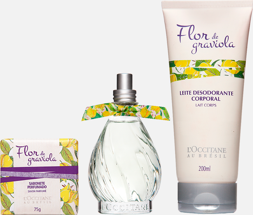 Imagem principal Combo Flor de Graviola: Deo Colônia, Sabonete em Barra e Leite Corporal L'Occitane au Bresil L'Occitane au Bresil