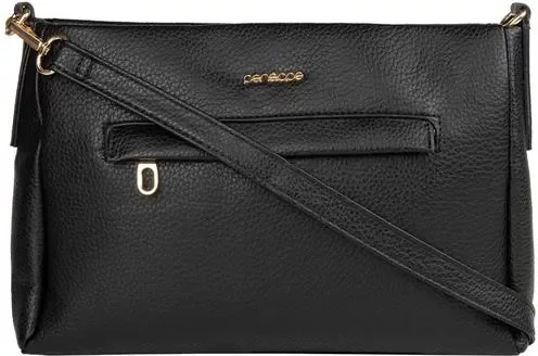 Imagem principal Bolsa Tiracolo Média Penélope Detalhe Zíper Texturizada Preto Ouro PENÉLOPE Ouro