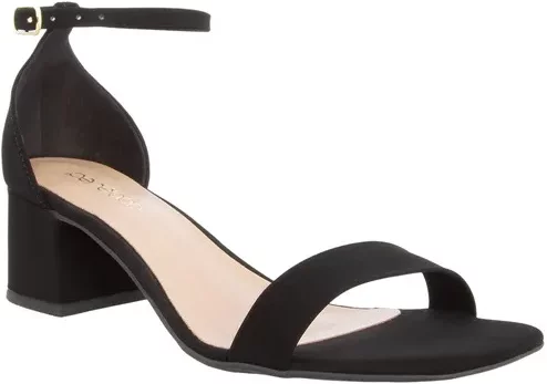 Sandália Penélope Salto Grosso Fivela Pespontos Nobuck