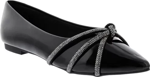 Imagem principal Sapatilha Gabriela Detalhe Strass Nó Verniz Preto GABRIELA Preto