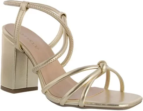 Imagem principal Sandália Penélope Salto Grosso Detalhe Nó Tira Cruzada Dourada Ouro PENÉLOPE Ouro