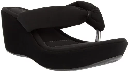 Imagem principal Tamanco Penélope Plataforma Anabela Detalhe Nó Nobuck Preto PENÉLOPE Preto