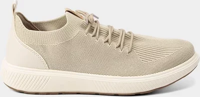 Imagem principal Tênis BR Sport Casual Masculino Puxador Recortes Knit Bege Off White BR Sport Off White