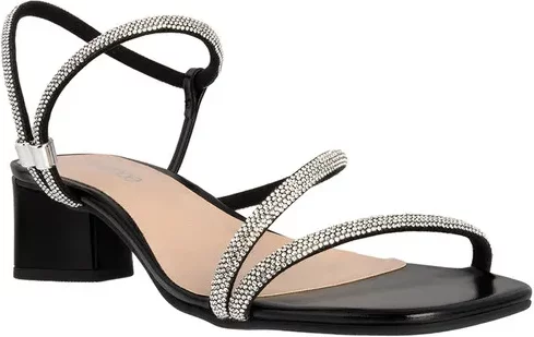 Imagem principal Sandália Penélope Salto Geométrico Tiras Strass Regulável Preto PENÉLOPE Preto