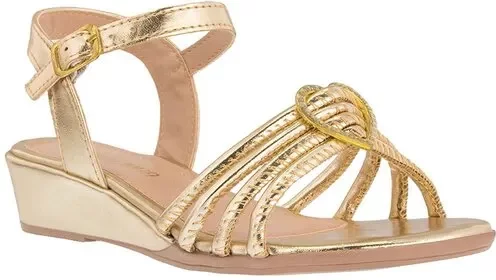 Imagem principal Sandália Infantil Gabrielinha Anabela Passador Coração Strass Dourada Ouro GABRIELINHA Ouro