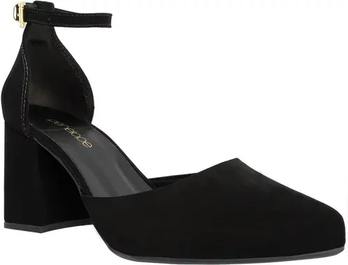 Imagem principal Scarpin Boneca Penélope Aberto Salto Grosso Nobuck Preto PENÉLOPE Preto