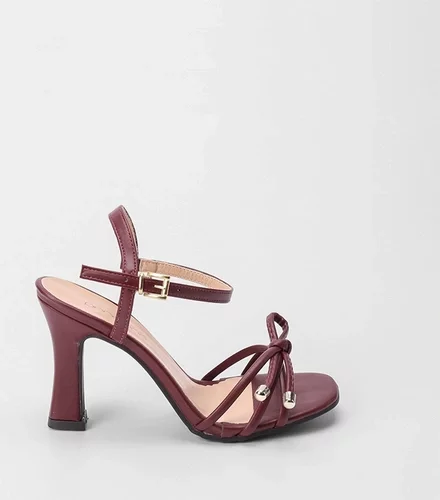 Imagem principal Sandália Penélope Salto Taça Tiras Slim Detalhe Nó Vinho PENÉLOPE Vinho