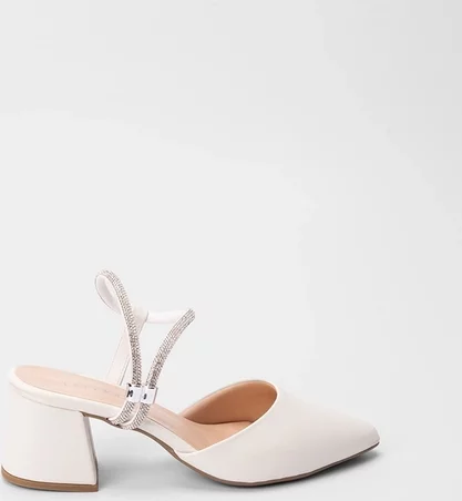 Imagem principal Scarpin Slingback Pen��lope Salto Geométrico Tira Strass PENÉLOPE Off White PENÉLOPE Off White