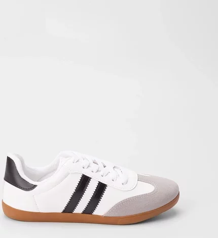 Imagem principal Tênis Penélope Casual Feminino Detalhe Recorte Nobuck Preto & Branco PENÉLOPE Branco