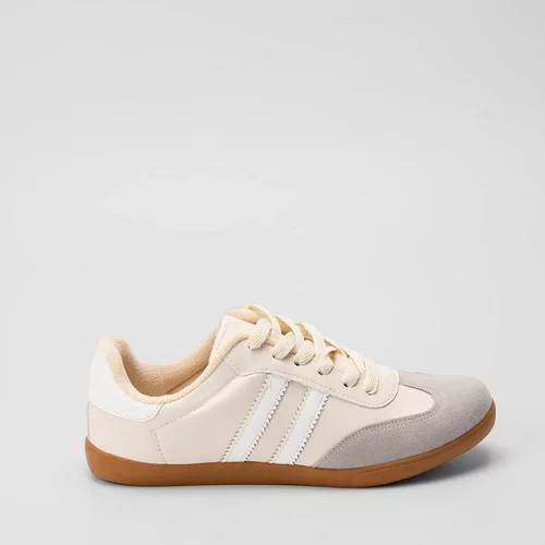 Imagem principal Tênis Penélope Casual Feminino Detalhe Recorte Nobuck & Cinza Bege PENÉLOPE Bege